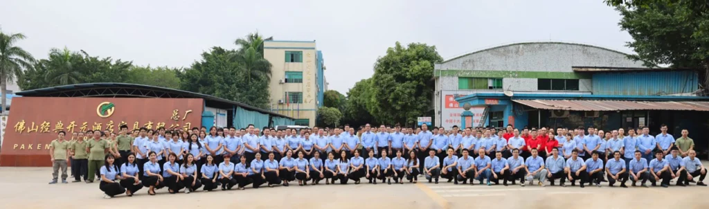 Group photo of employees of Paken Hotel Furniture Factory